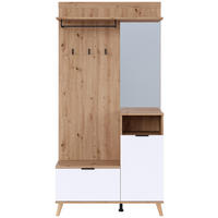 GARDEROBE  in 100/202/40 cm  - Weiß/Eiche Artisan, Design, Glas/Holzwerkstoff (100/202/40cm) - home24