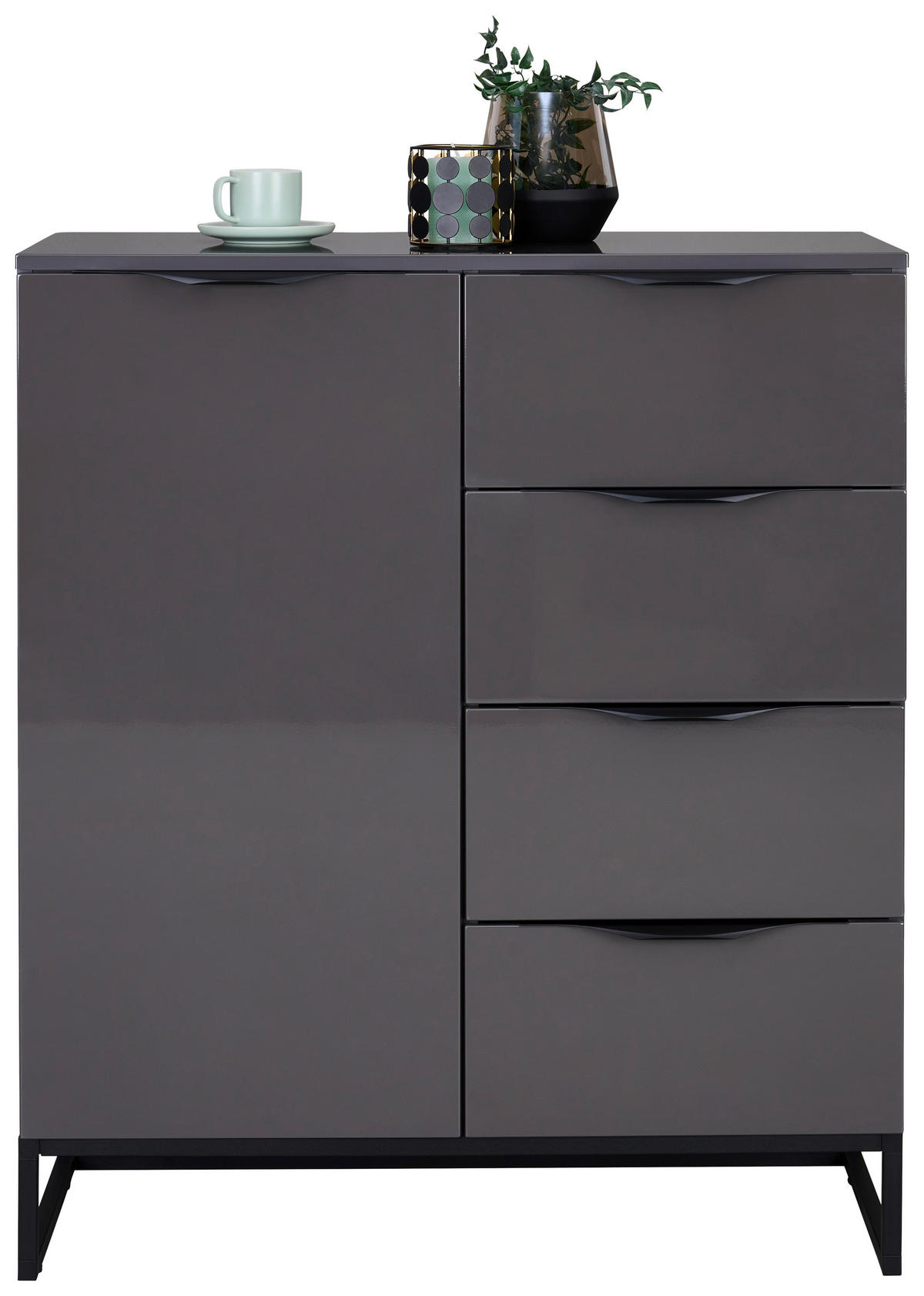 ETAJERĂ  46/90/40 cm antracit  - antracit/negru, Konventionell, plastic/material pe bază de lemn (46/90/40cm) - Hom`in