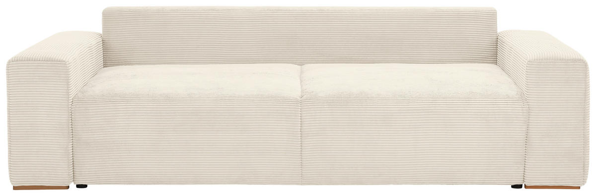 SCHLAFSOFA in Cord Creme  - Buchefarben/Creme, Konventionell, Holz/Kunststoff (255/86/123cm) - Livetastic