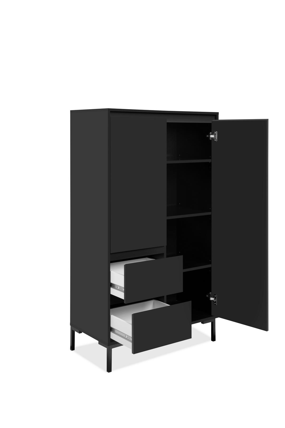 HIGHBOARD  81/139/40 cm 2 Schublade(n)  - Schwarz, Design, Holzwerkstoff/Metall (81/139/40cm) - MID.YOU