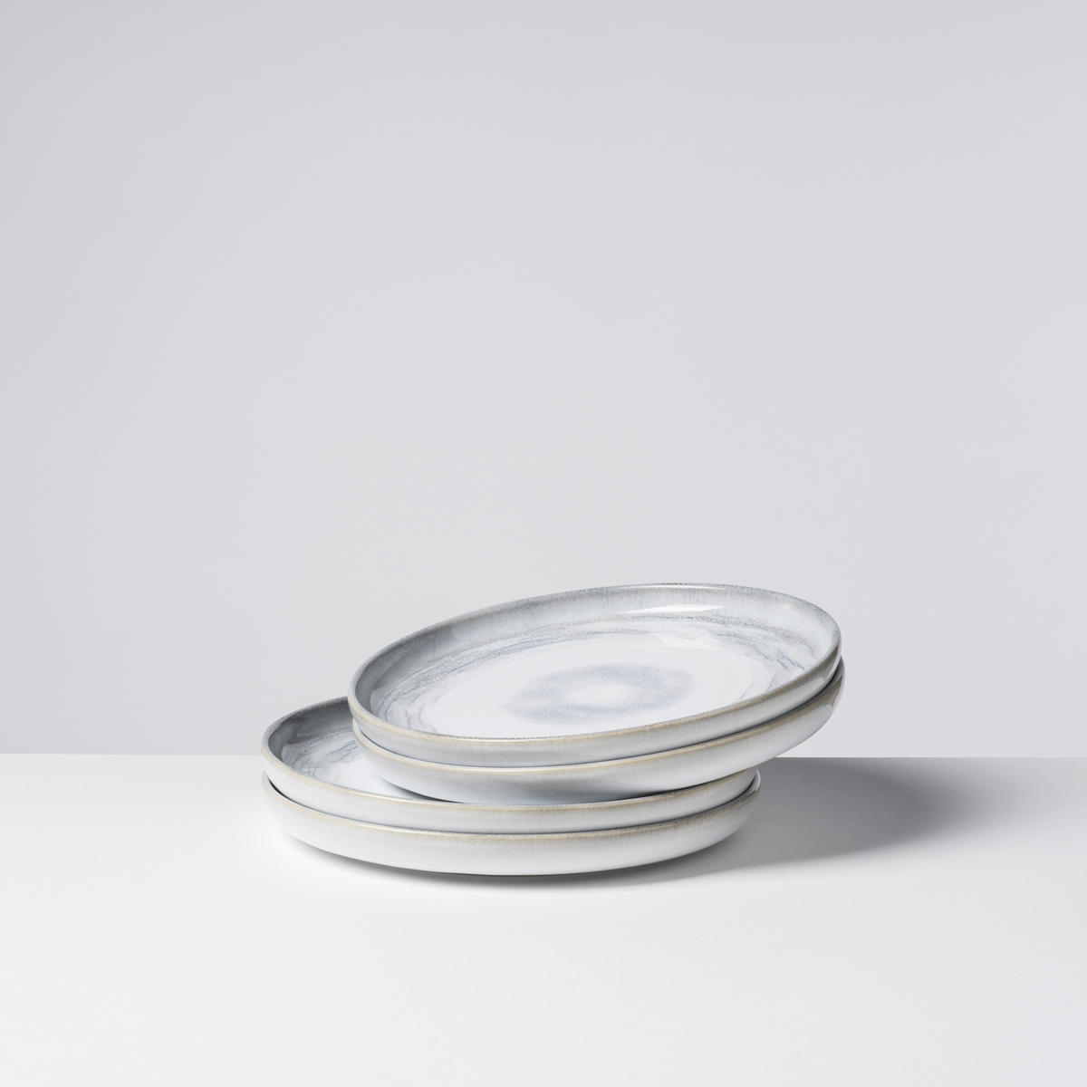 DESSERTTELLERSET Weiß, Hellgrau 4-teilig TIEFER SEE  - Hellgrau/Weiß, Basics, Keramik (22/2,6cm) - Gipfelstück