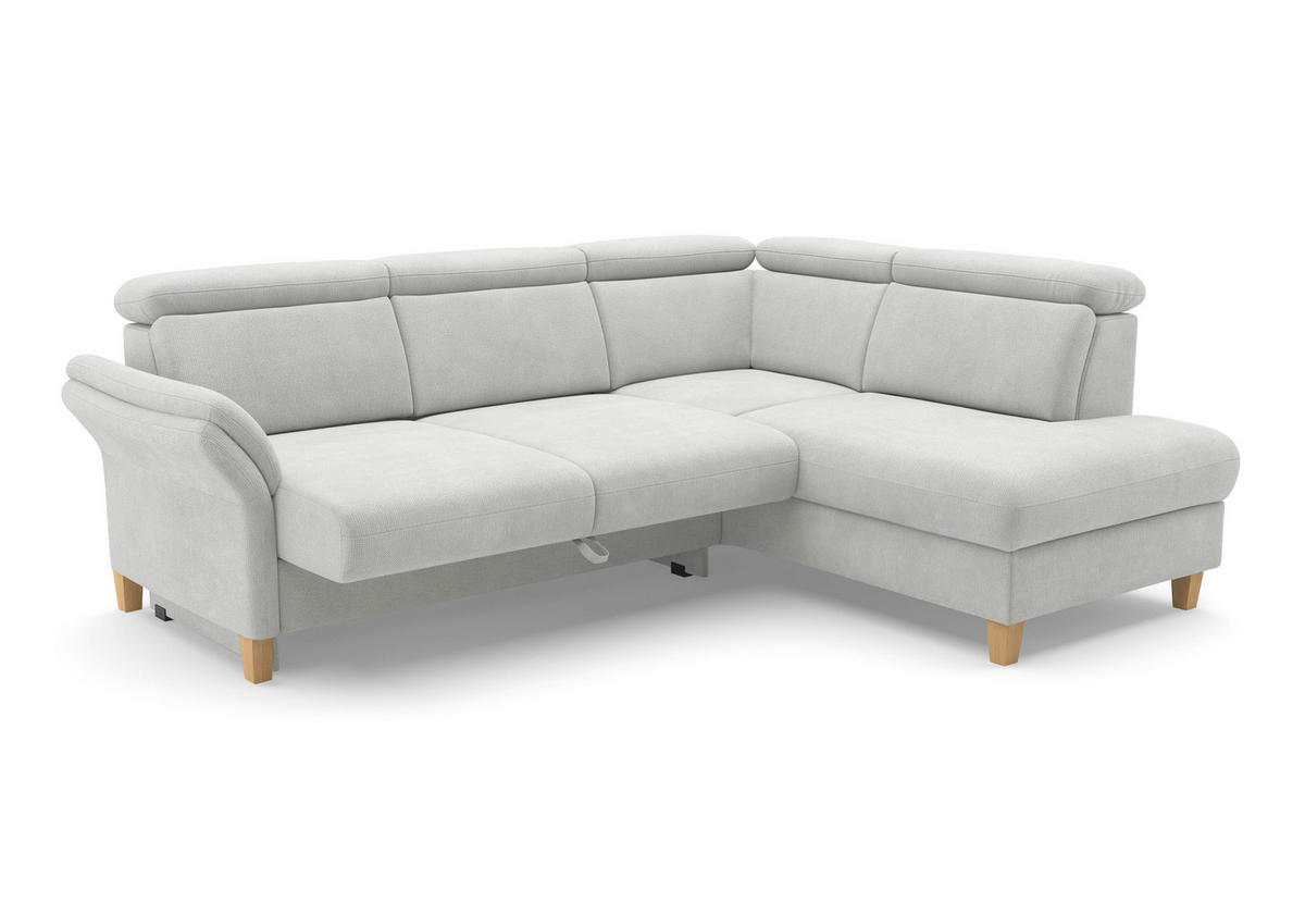 ECKSOFA GLENDALE E Silberfarben Flachgewebe  - Eichefarben/Silberfarben, KONVENTIONELL, Holz/Textil (247/193cm) - Sit & More
