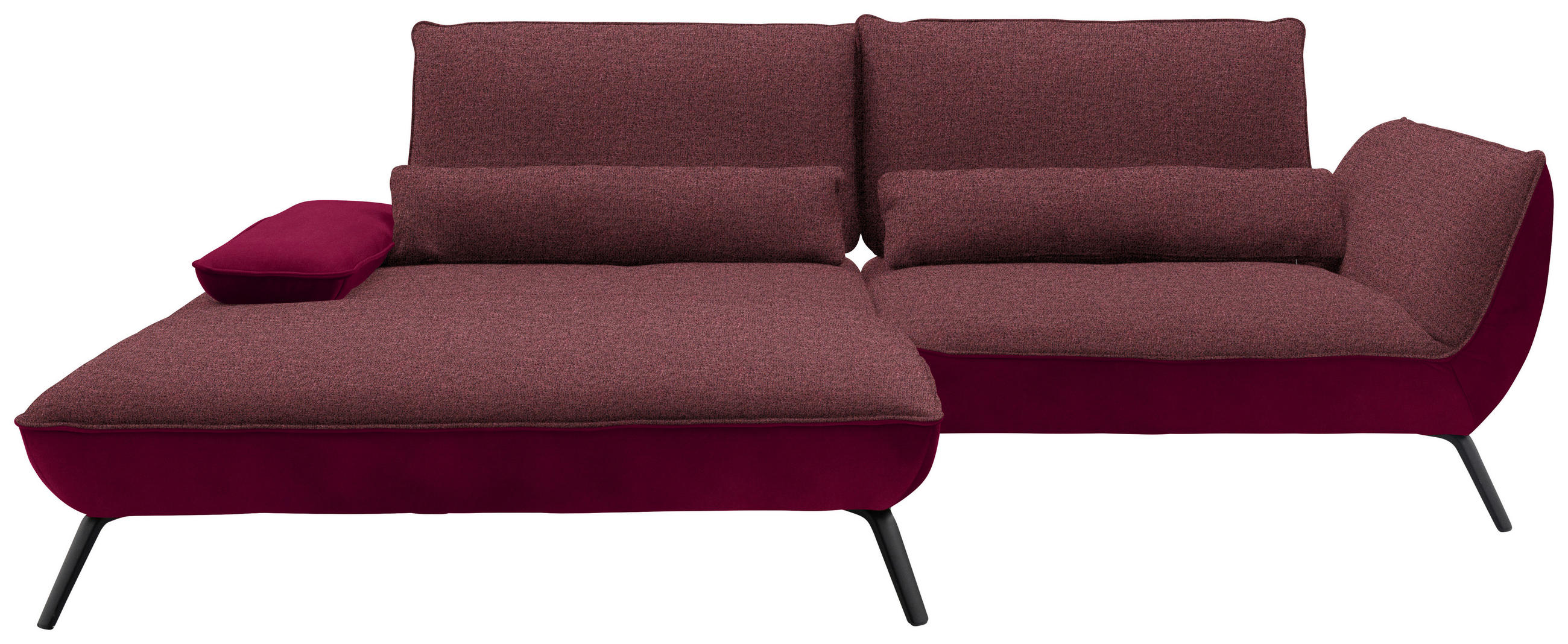 ECKSOFA in Flachgewebe Rot  - Rot/Schwarz, Design, Textil/Metall (191/273cm) - Moderano