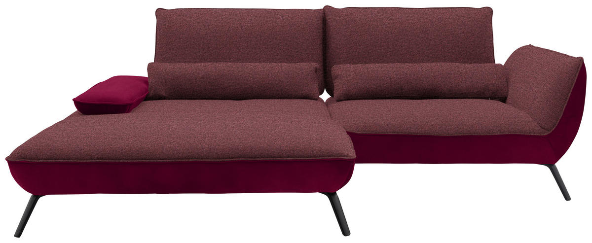 ECKSOFA in Flachgewebe Rot  - Rot/Schwarz, Design, Textil/Metall (191/273cm) - Moderano