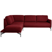 ECKSOFA Flachgewebe, Struktur Rot  - Anthrazit/Rot, Design, Textil/Metall (230/254cm) - Johann Jakob