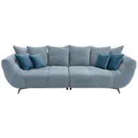 BIGSOFA in Webstoff Blau  - Blau/Edelstahlfarben, LIFESTYLE, Textil/Metall (300/79/133cm) - Hom`in