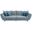 BIGSOFA  in Webstoff Blau  - Blau/Edelstahlfarben, LIFESTYLE, Textil/Metall (300/79/133cm) - Hom`in