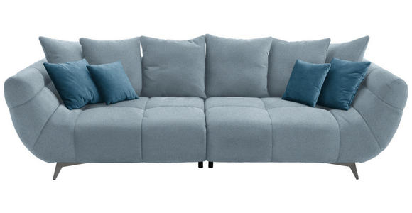 BIGSOFA  in Webstoff Blau  - Blau/Edelstahlfarben, LIFESTYLE, Textil/Metall (300/79/133cm) - Hom`in