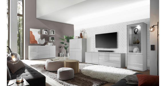 SIDEBOARD 179/89/42 cm in Hellgrau - Hellgrau/Schwarz, Design, Glas/Holzwerkstoff (179/89/42cm) - Novel
