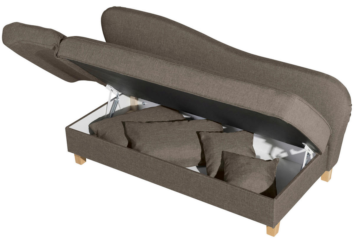 RÉCAMIERE in Flachgewebe Sahara  - Hellbraun/Buchefarben, Design, Holz/Textil (190/88/82cm) - Max Winzer