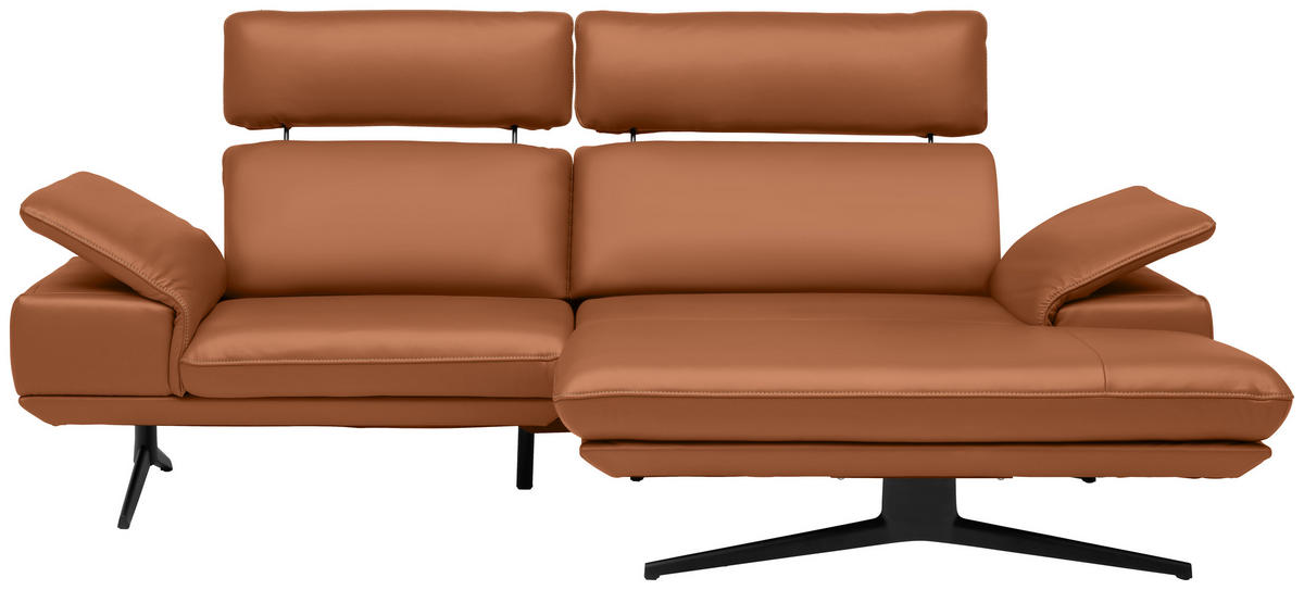 ECKSOFA Echtleder Cognac  - Cognac/Beige, Design, Leder/Metall (239/152cm) - Koinor