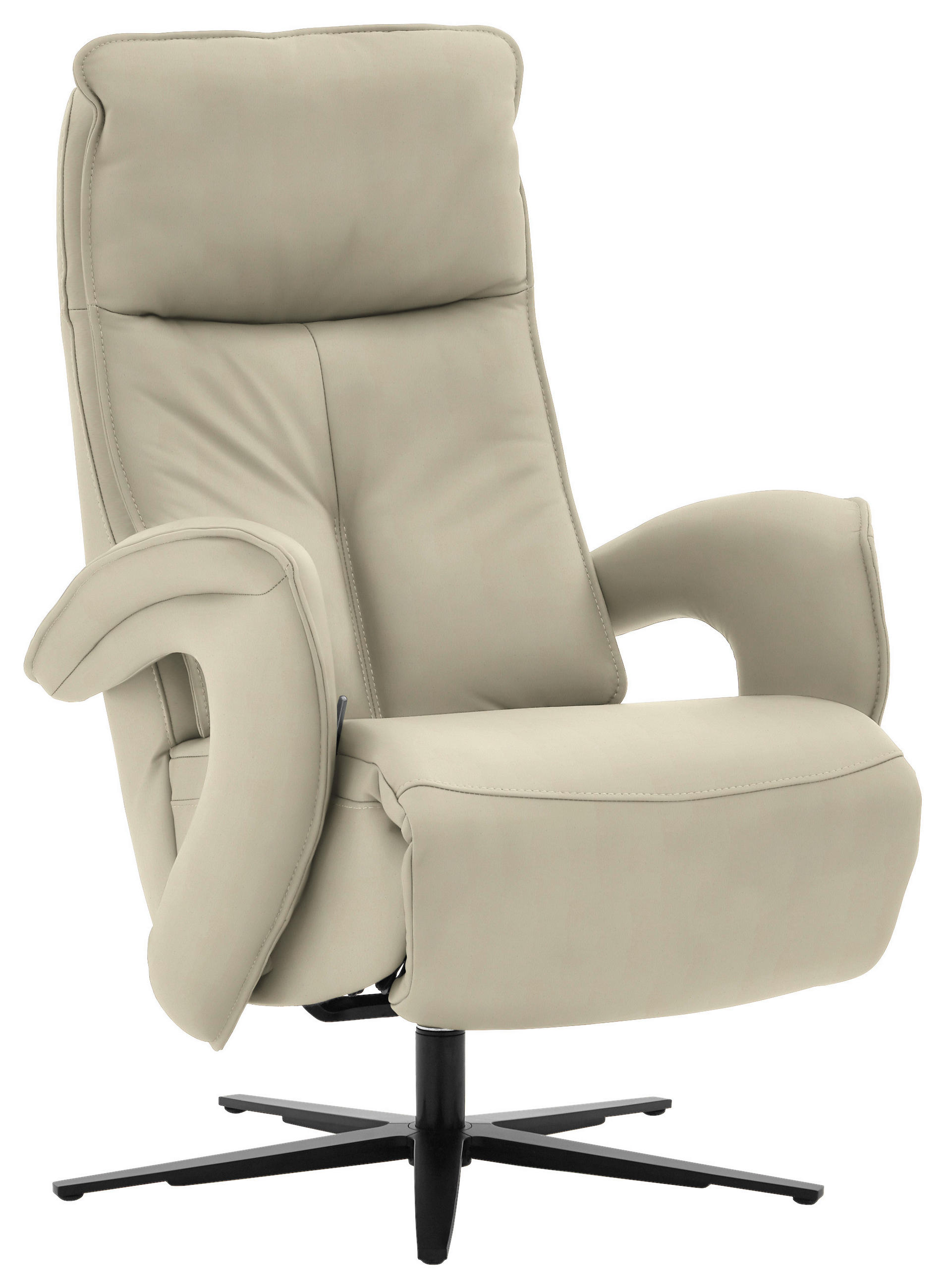 RELAXSESSEL in Leder Creme, Naturfarben  - Creme/Schwarz, Design, Leder/Metall (77/110/87cm) - Valdera