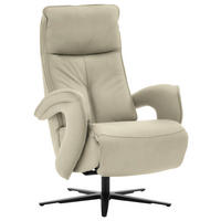 RELAXSESSEL in Leder Creme, Naturfarben  - Creme/Schwarz, Design, Leder/Metall (77/110/87cm) - Valdera