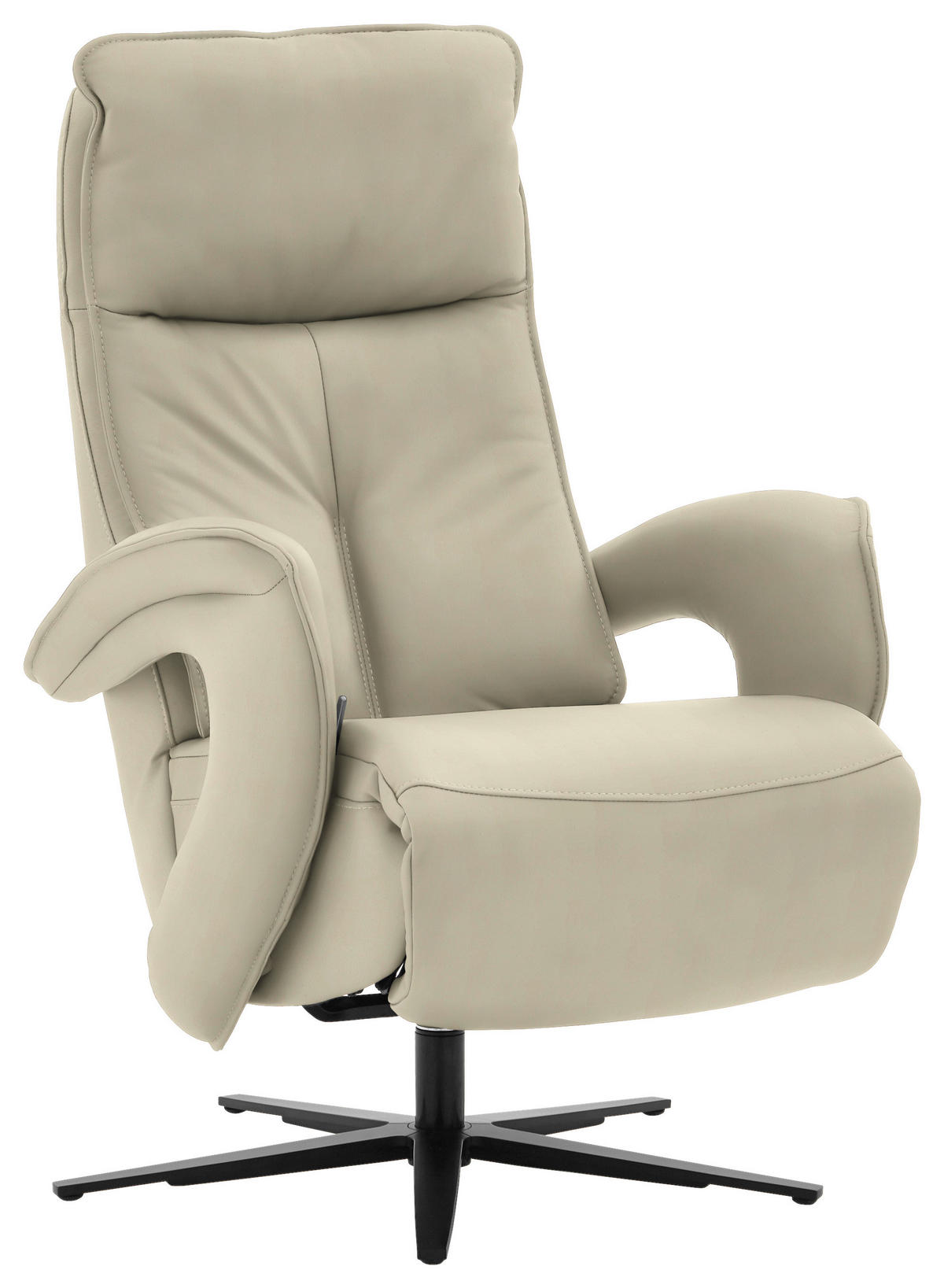 RELAXSESSEL in Leder Creme, Naturfarben  - Creme/Schwarz, Design, Leder/Metall (77/110/87cm) - Valdera