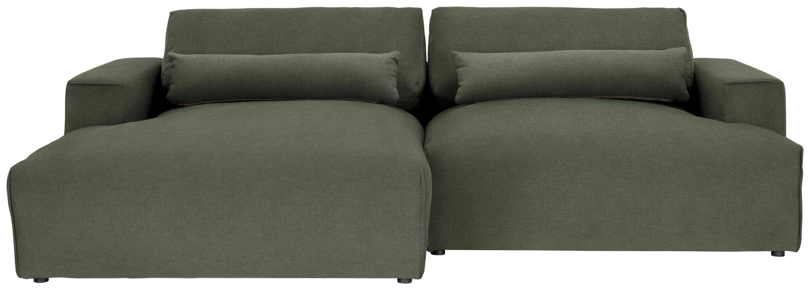 ECKSOFA Felicia in Struktur Graugrün  187/268 cm  - Schwarz/Graugrün, Design, Kunststoff/Textil (187/268cm) - Stylife