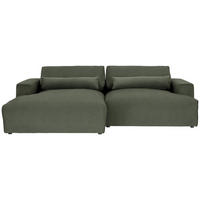ECKSOFA Felicia in Struktur Graugrün  187/268 cm  - Schwarz/Graugrün, Design, Kunststoff/Textil (187/268cm) - Stylife
