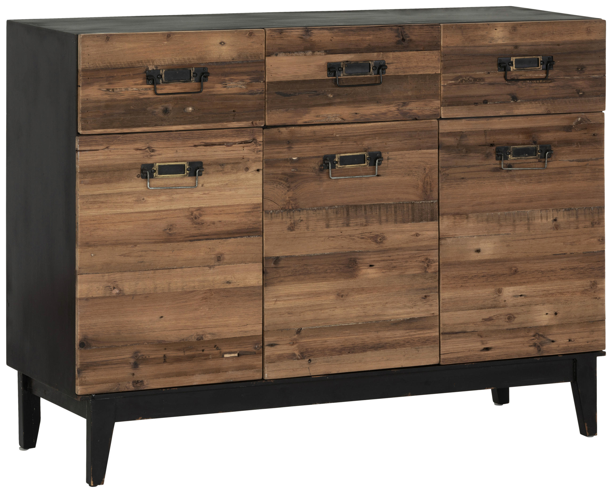 Livetastic Sideboard Natur, Schwarz 120x90.5x41 cm