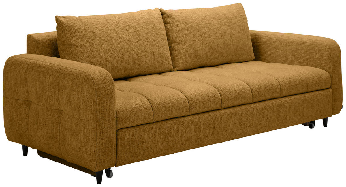 SCHLAFSOFA in Textil Senfgelb  - Senfgelb/Schwarz, Design, Holz/Textil (236/88/101cm) - Stylife