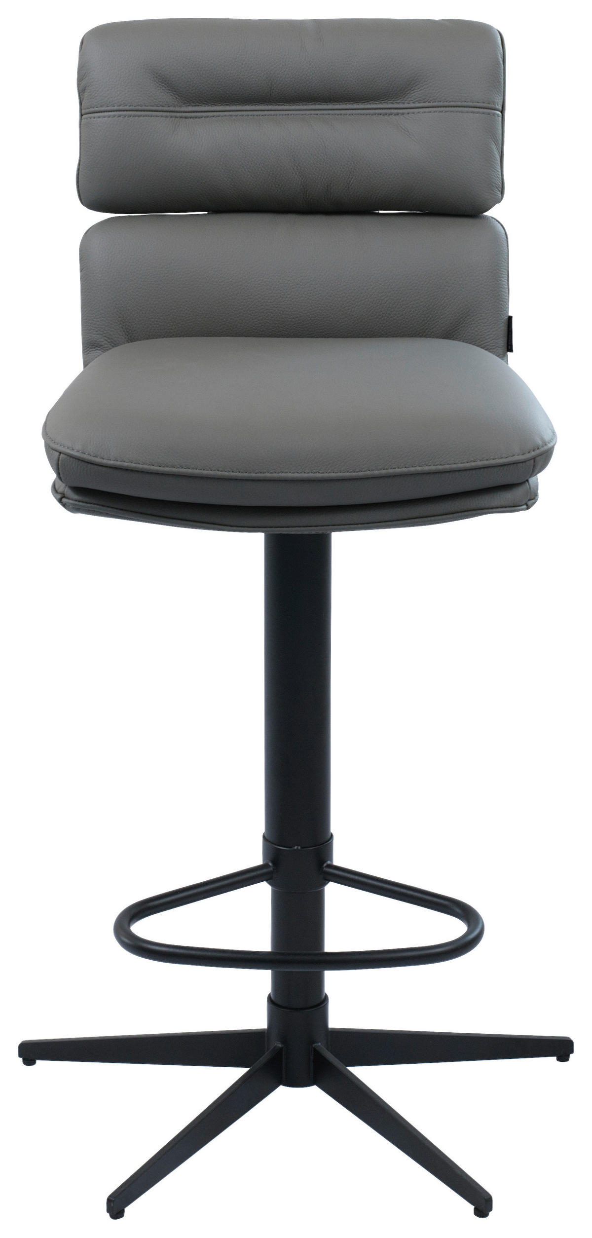 BARHOCKER Echtleder Schwarz, Dunkelgrau Eisen Lederauswahl, Stoffauswahl, Wippfunktion, Sitzfläche 360° drehbar  - Dunkelgrau/Schwarz, Design, Leder/Metall (42/99-117/50cm) - Dieter Knoll