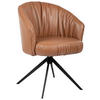 ARMLEHNSTUHL  in Eisen Echtleder pigmentiert  - Cognac/Schwarz, Design, Leder/Metall (63/82/62,5cm) - Dieter Knoll