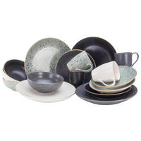 KOMBINOVANÁ SOUPRAVA, 16dílné, kamenina - šedá/bílá, Trend, keramika - Creatable