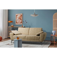 2-SITZER-SOFA Webstoff Hellbraun  - Hellbraun/Schwarz, Design, Textil/Metall (157/85/92cm) - Livetastic