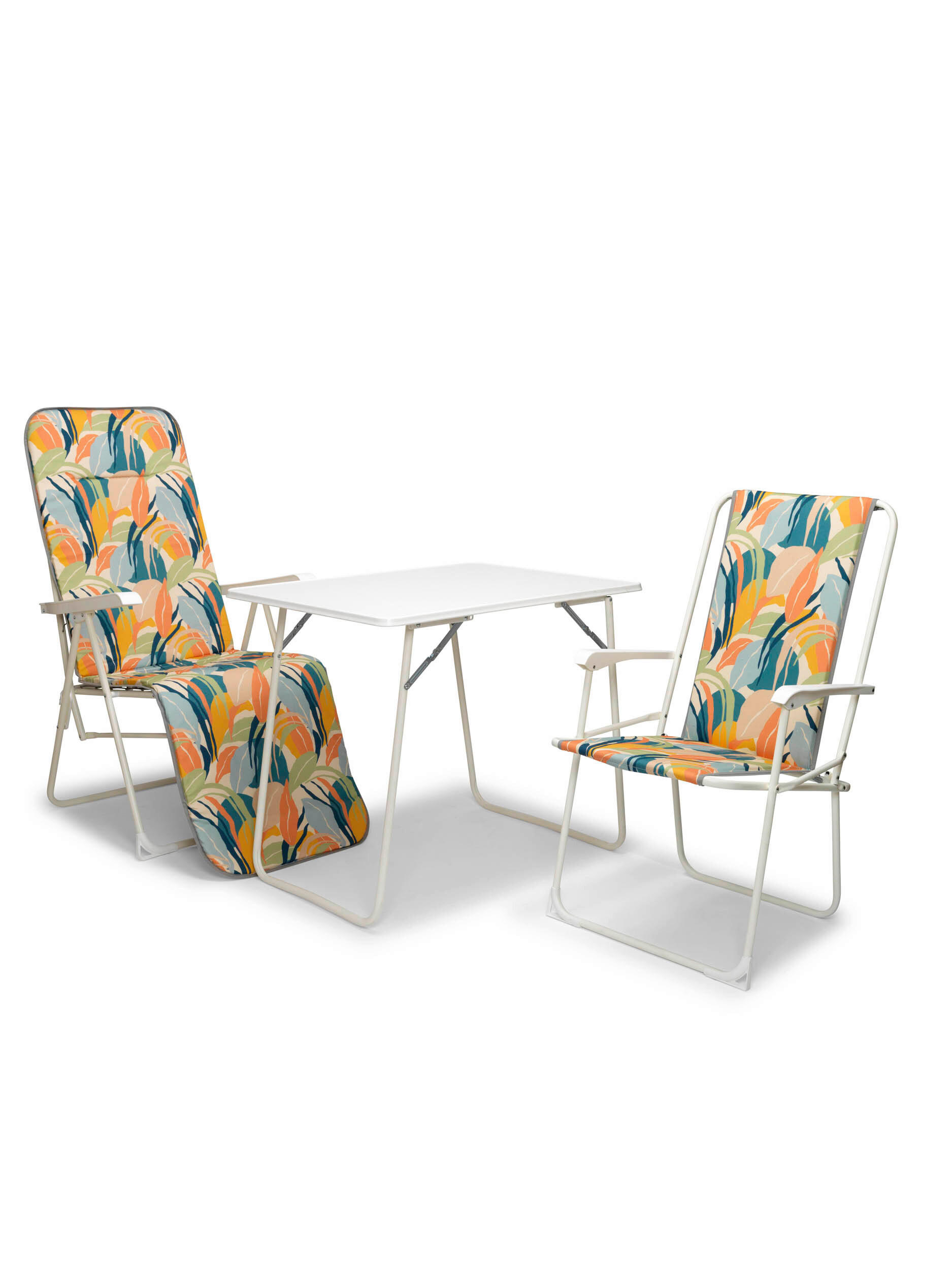 SONNENLIEGE 58/108/75 cm - Multicolor/Weiß, Basics, Textil/Metall (58/108/75cm)