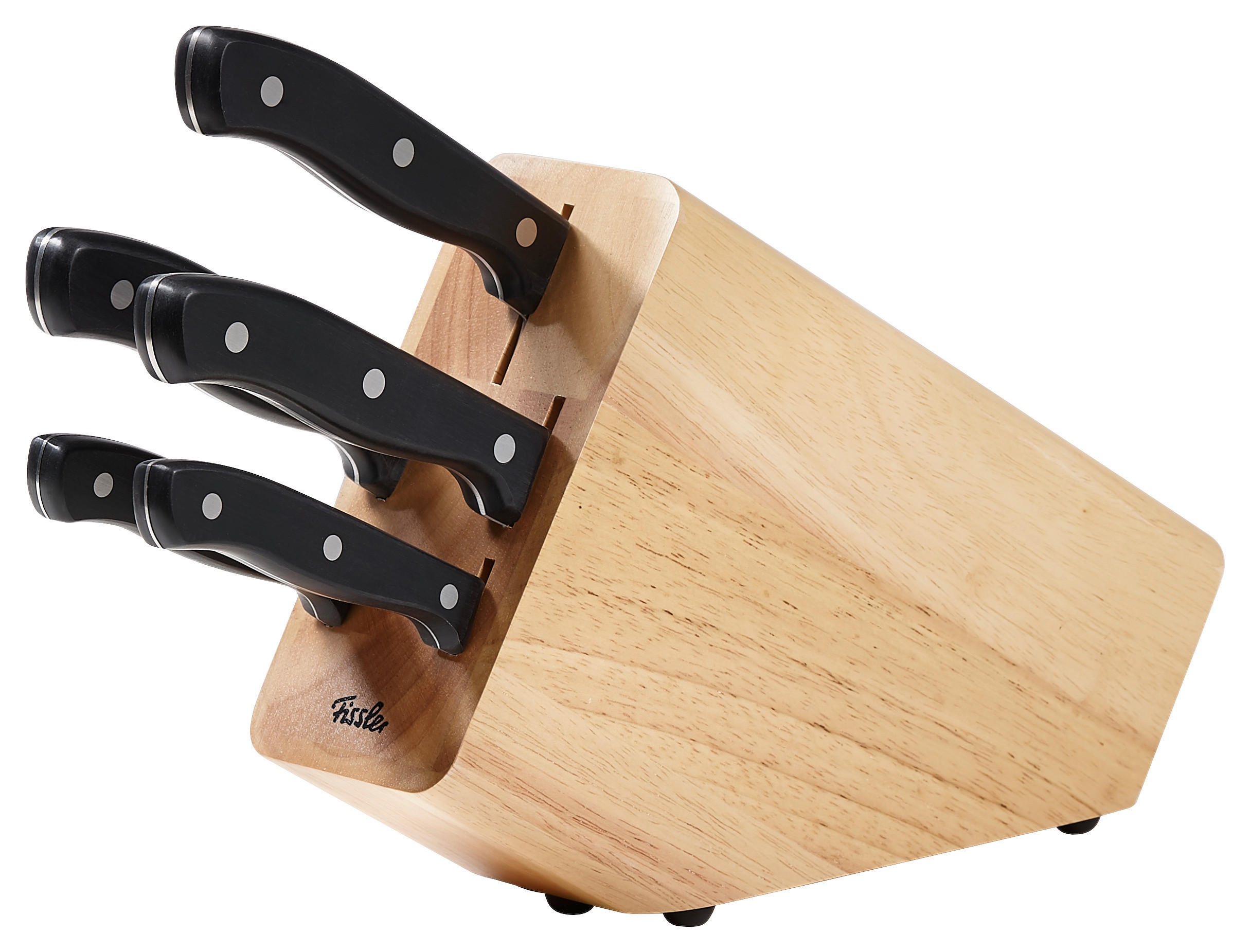 MESSERBLOCK Oregon 6-teilig  - Edelstahlfarben/Eichefarben, Basics, Holz/Metall - Fissler