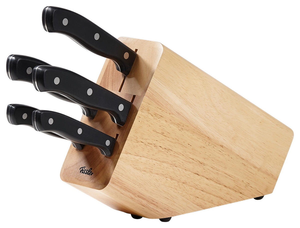 MESSERBLOCK Oregon 6-teilig  - Edelstahlfarben/Eichefarben, Basics, Holz/Metall - Fissler