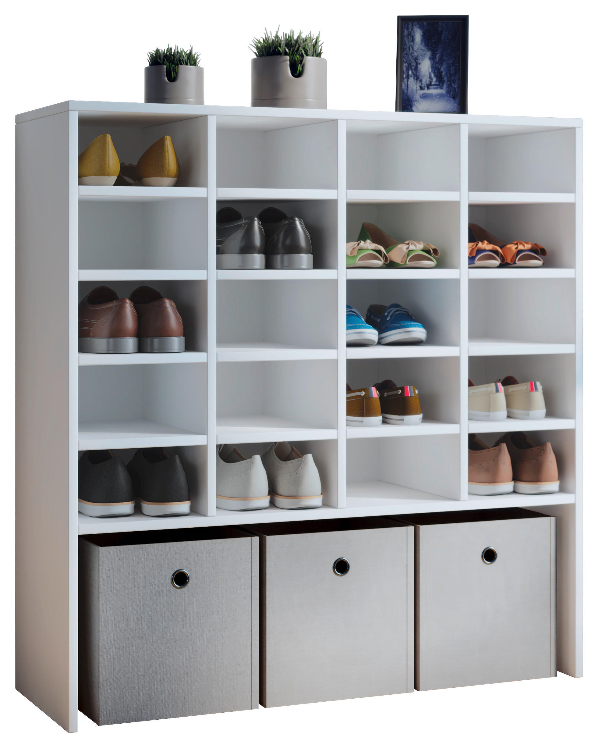 SCHUHREGAL 92/99/33 cm  - Weiß, KONVENTIONELL, Holzwerkstoff (92/99/33cm) - MID.YOU