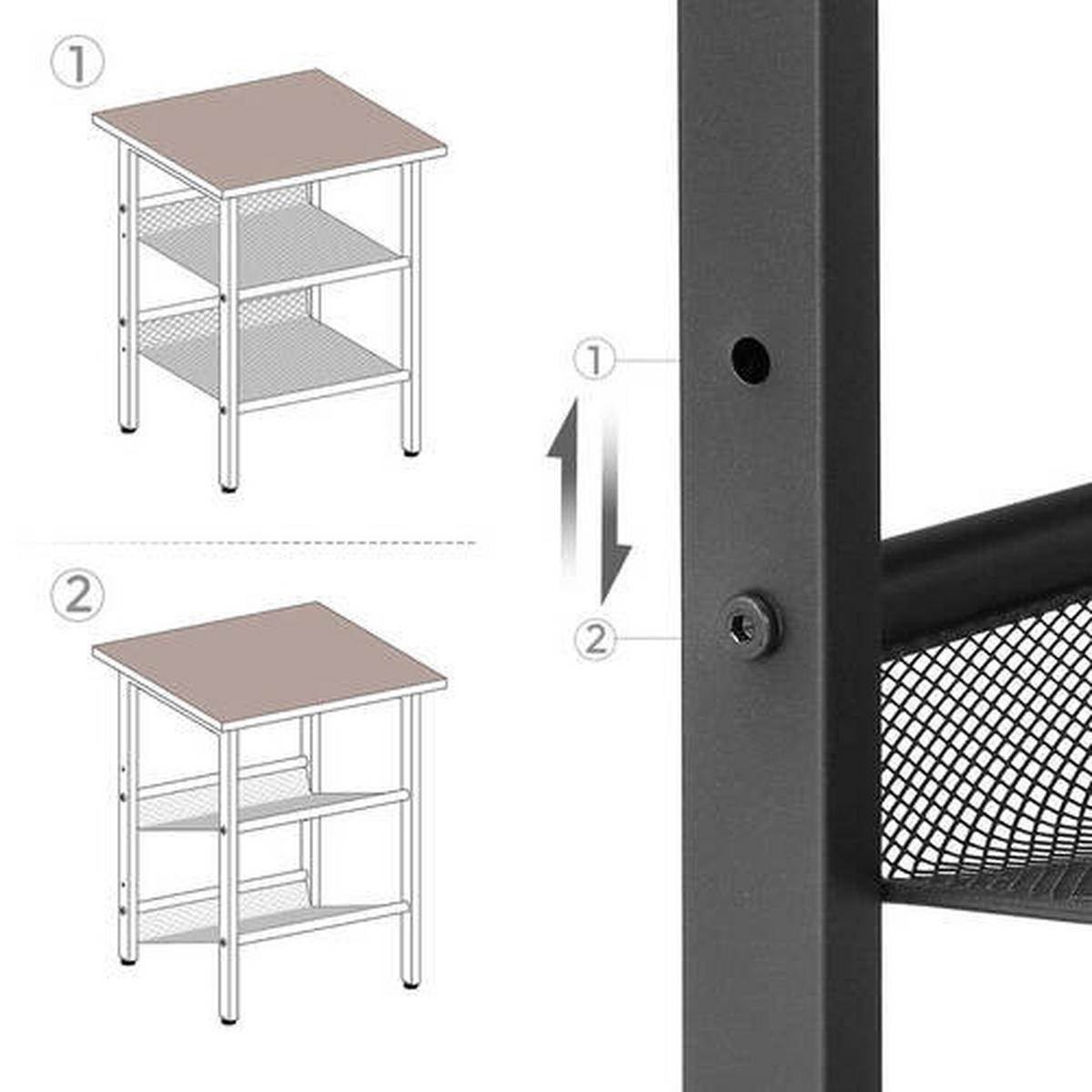 BEISTELLTISCH in Metall, Holzwerkstoff  - Schwarz/Braun, Trend, Holzwerkstoff/Metall (40/55/40cm) - Boxxx
