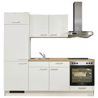 KÜCHENLEERBLOCK 220 cm   in Weiß, Eichefarben  - Edelstahlfarben/Eichefarben, Design, Holzwerkstoff/Metall (220cm) - Pino