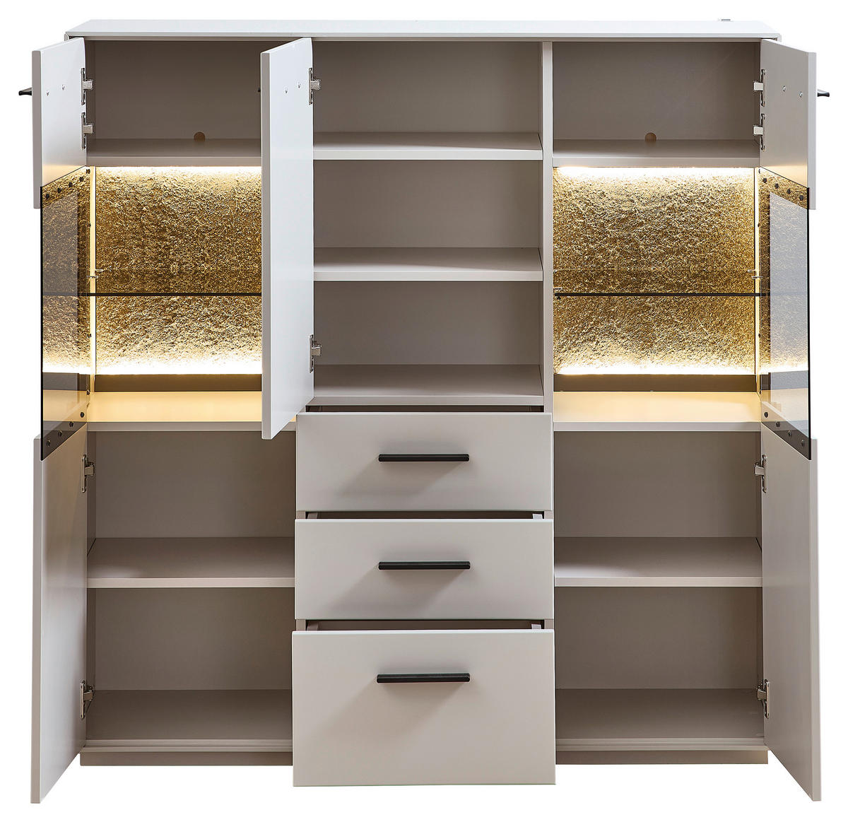 HIGHBOARD Hellgrau, Sahara  120/123/40 cm  - Hellgrau/Schwarz, Design, Glas/Holzwerkstoff (120/123/40cm) - Novel