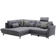 ECKSOFA in Flachgewebe, Leinenoptik Dunkelgrau  - Dunkelgrau/Schwarz, Design, Textil/Metall (208/247cm) - Xora