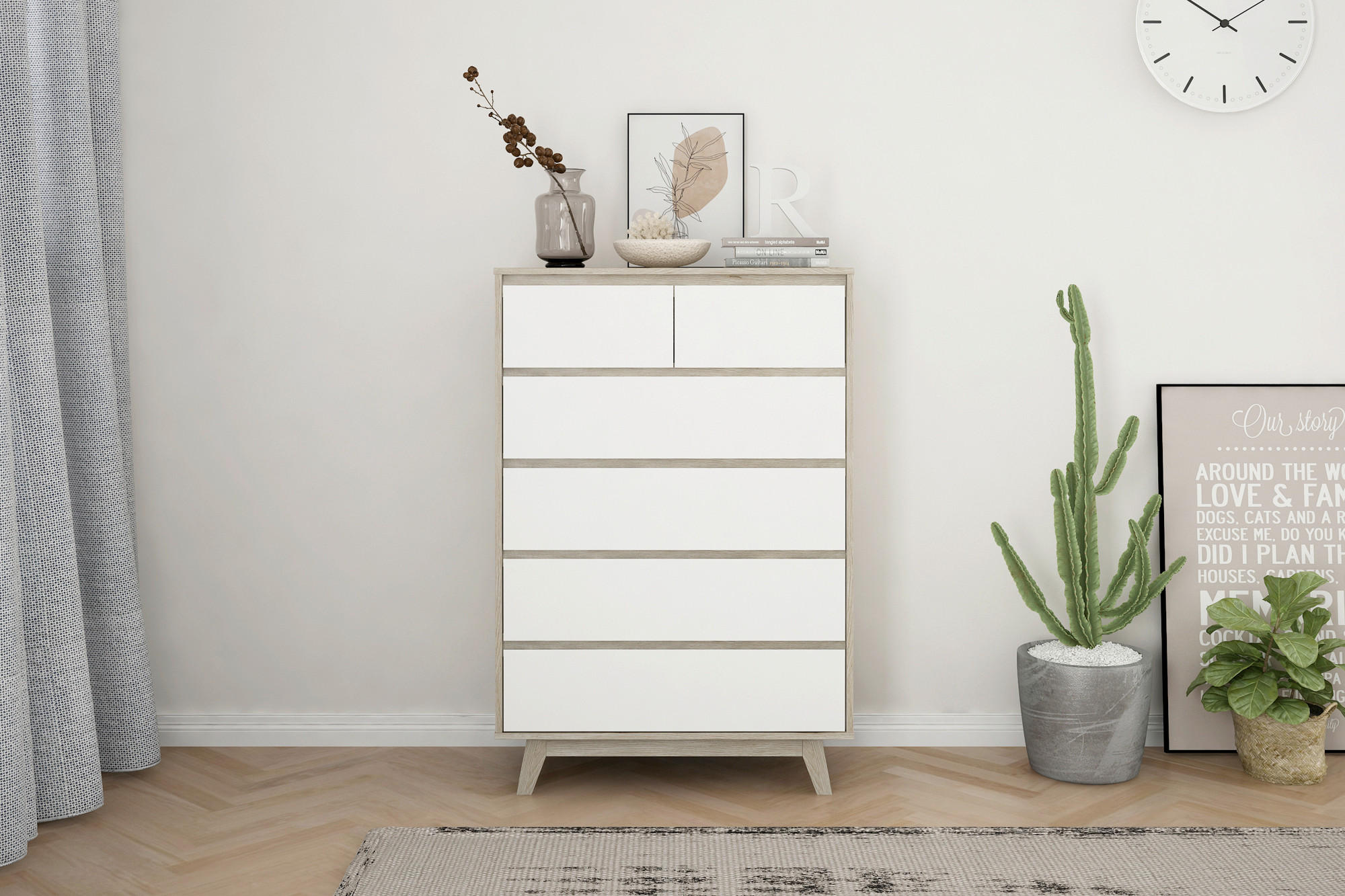 KOMMODE  in 80/118/40 cm  - Weiß/Naturfarben, Design, Holzwerkstoff (80/118/40cm) - Livetastic