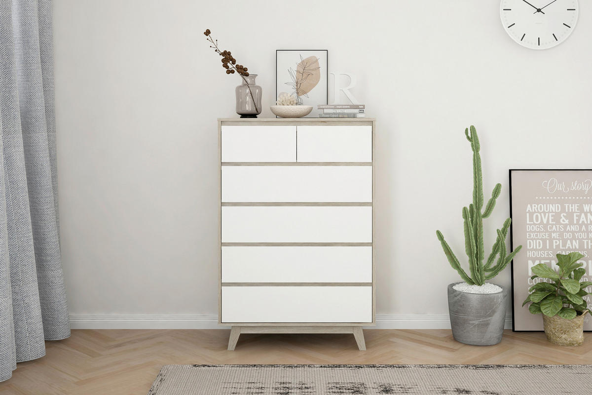 KOMMODE  in 80/118/40 cm  - Weiß/Naturfarben, Design, Holzwerkstoff (80/118/40cm) - Livetastic