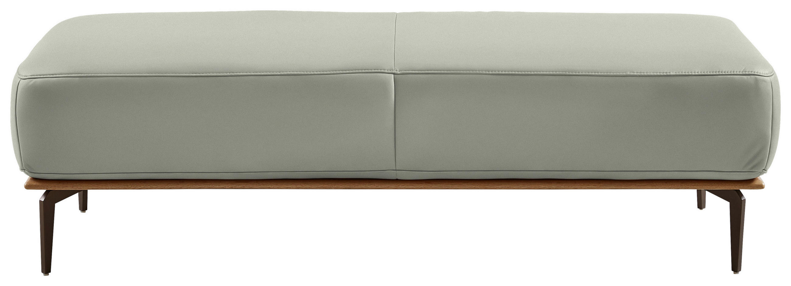 HOCKER in Holz, Leder Hellgrau  - Hellgrau/Bronzefarben, Design, Leder/Holz (151/44/61cm) - Valnatura