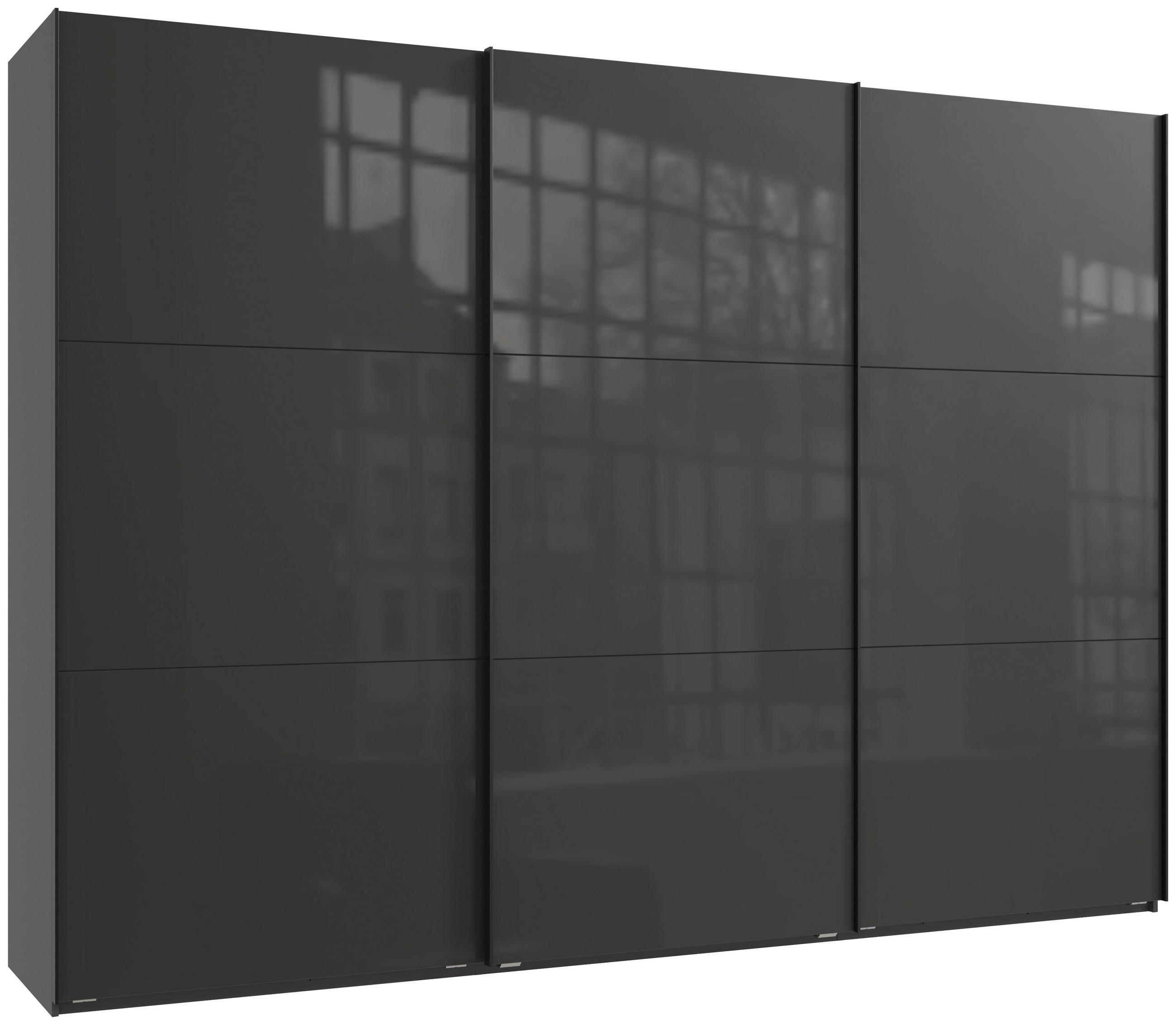 SCHWEBETÜRENSCHRANK in Graphitfarben, Grau  - Schwarz/Graphitfarben, Konventionell, Glas/Holzwerkstoff (300/216/65cm) - Stylife
