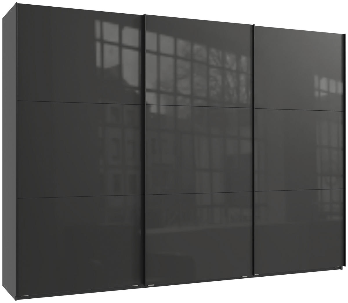 SCHWEBETÜRENSCHRANK in Graphitfarben, Grau  - Schwarz/Graphitfarben, Konventionell, Glas/Holzwerkstoff (300/216/65cm) - Stylife