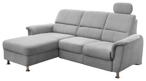 ECKSOFA Silberfarben Mikrofaser - Chromfarben/Silberfarben, MODERN, Textil/Metall (165/231cm) - Livetastic