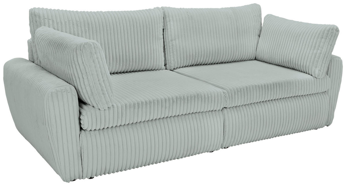 SCHLAFSOFA in Cord, Plüsch Pastellgrün  - Pastellgrün/Schwarz, Modern, Kunststoff/Textil (240/90/120cm) - Carryhome