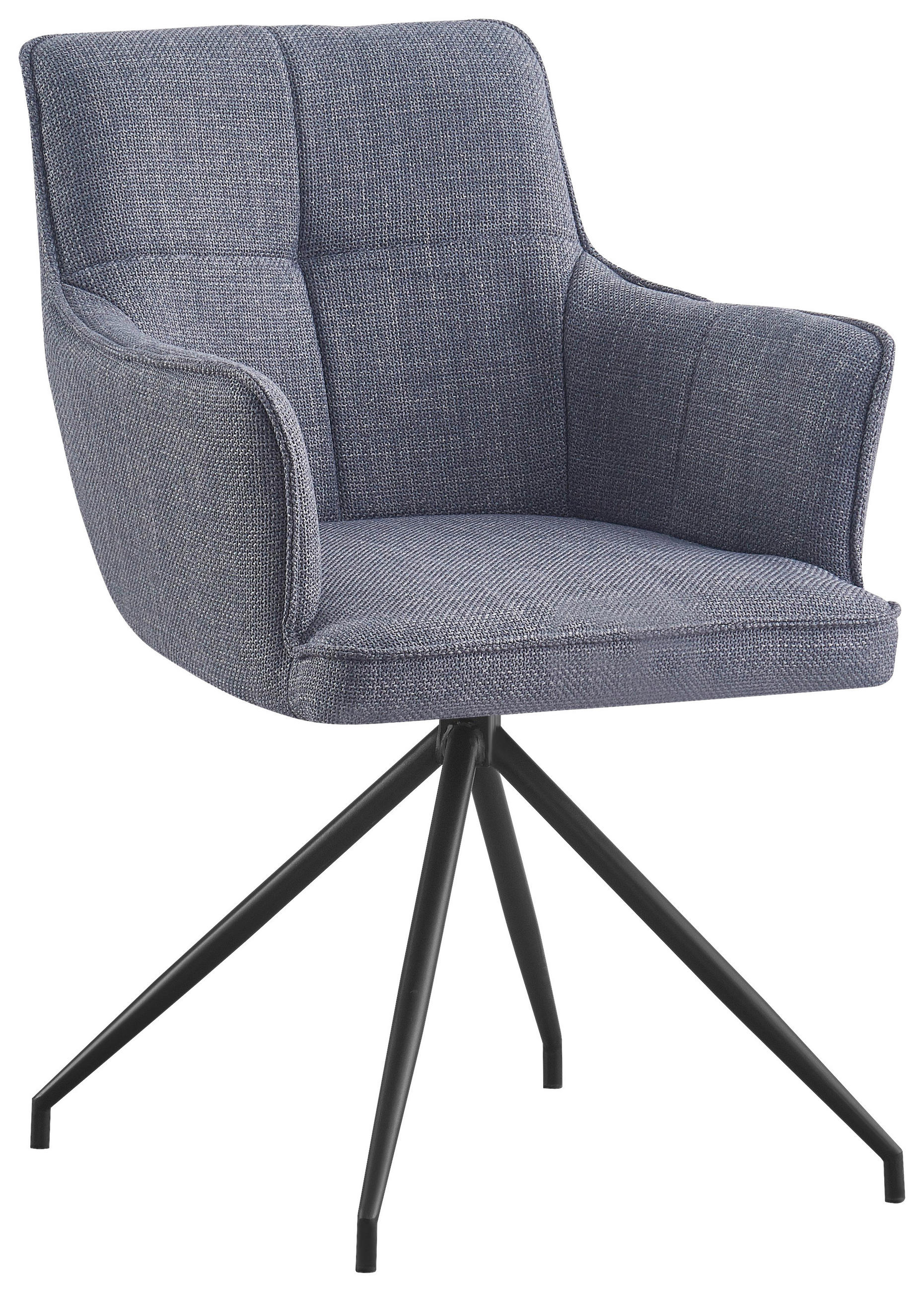 ARMLEHNSTUHL  Stoffauswahl, Sitzfläche 180° drehbar Webstoff  - Schwarz/Grau, Design, Textil/Metall (58/84/62,5cm) - Novel
