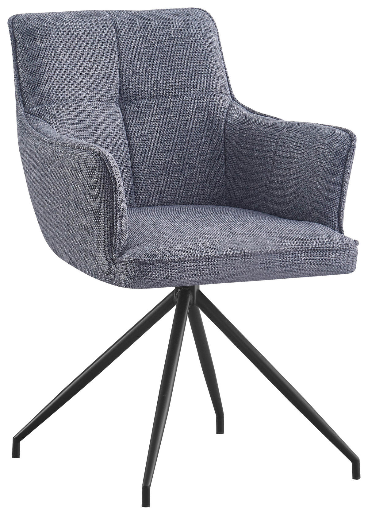 ARMLEHNSTUHL  Stoffauswahl, Sitzfläche 180° drehbar Webstoff  - Schwarz/Grau, Design, Textil/Metall (58/84/62,5cm) - Novel