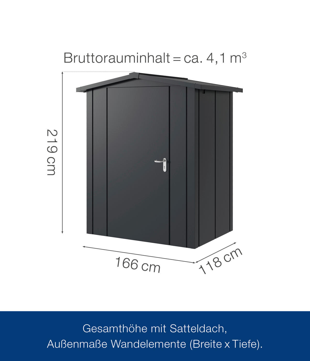 GERÄTEHAUS 189/219/133 cm  - Anthrazit, Basics, Metall (189/219/133cm)