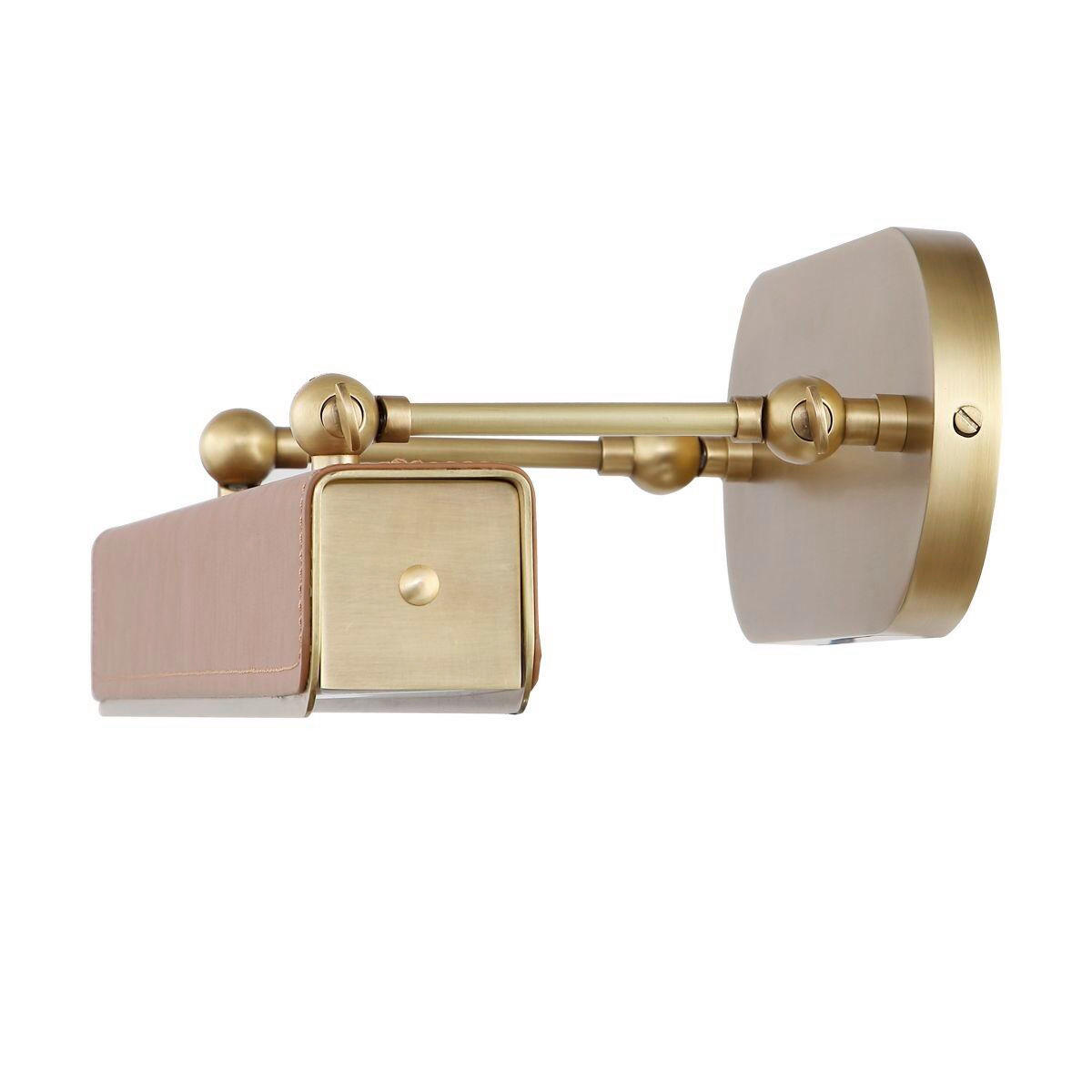 WANDLEUCHTE    - Messingfarben, KONVENTIONELL, Leder/Kunststoff (19,7/50,2/24,8cm) - Elstead Lighting