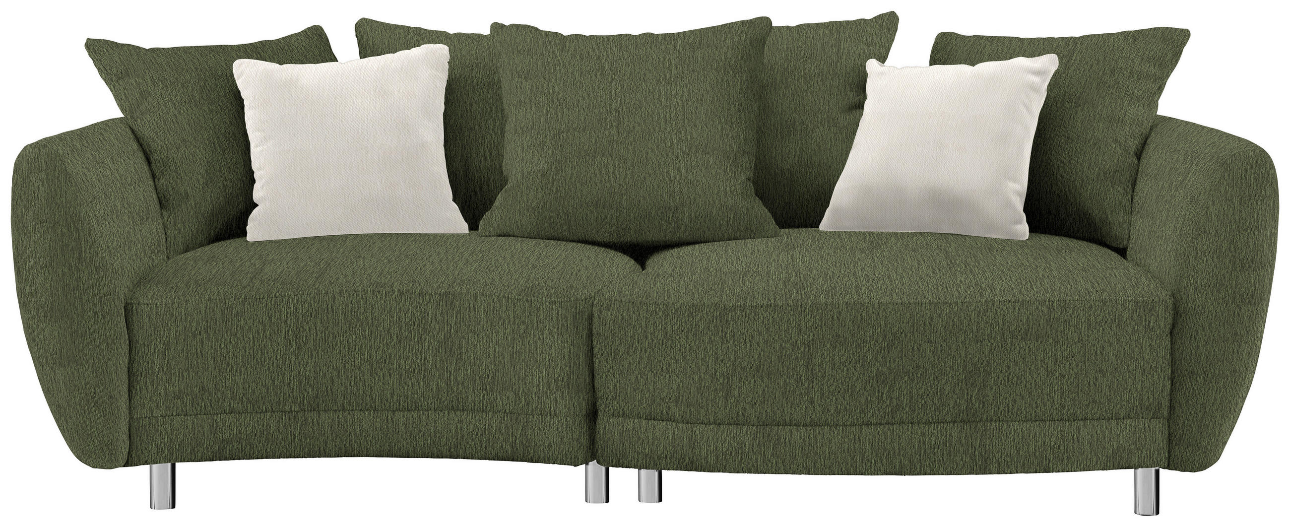 BIGSOFA in Chenille Olivgrün  - Silberfarben/Olivgrün, Design, Kunststoff/Textil (243/72/143cm) - Carryhome