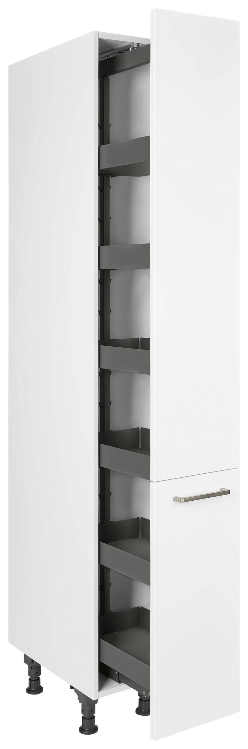 APOTHEKERSCHRANK 30/216,6/58 cm  in Weiß  - Edelstahlfarben/Weiß, MODERN, Holzwerkstoff/Metall (30/216,6/58cm) - Nobilia