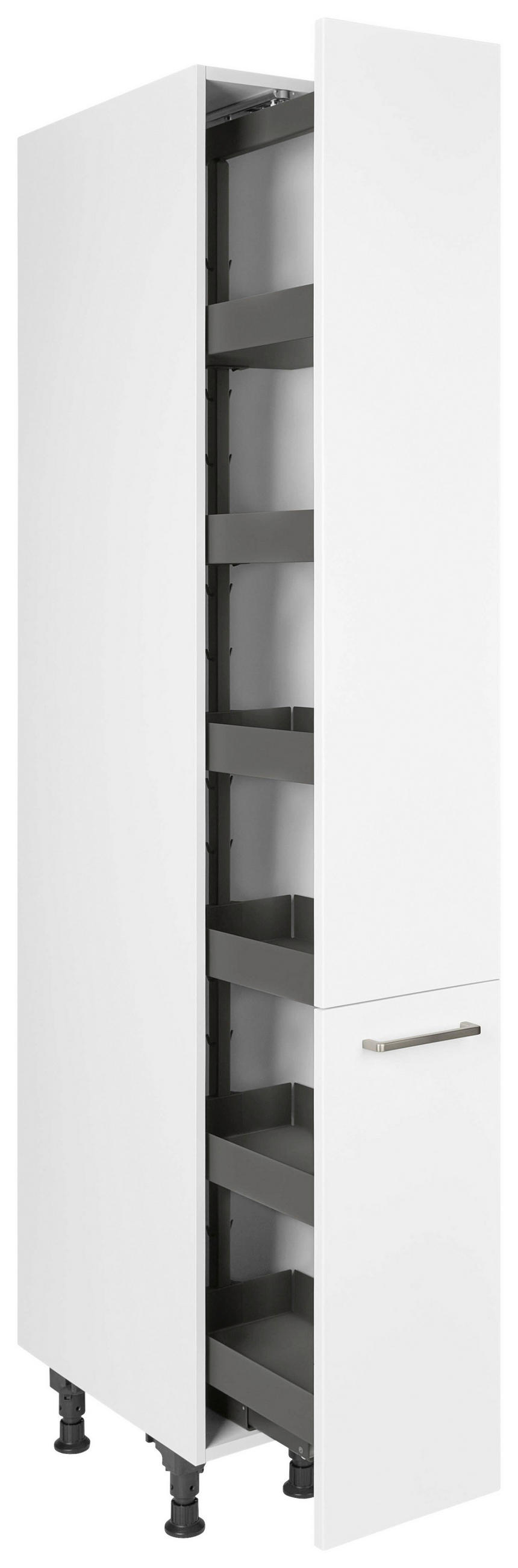 APOTHEKERSCHRANK 30/216,6/58 cm  in Weiß  - Edelstahlfarben/Weiß, MODERN, Holzwerkstoff/Metall (30/216,6/58cm) - Nobilia