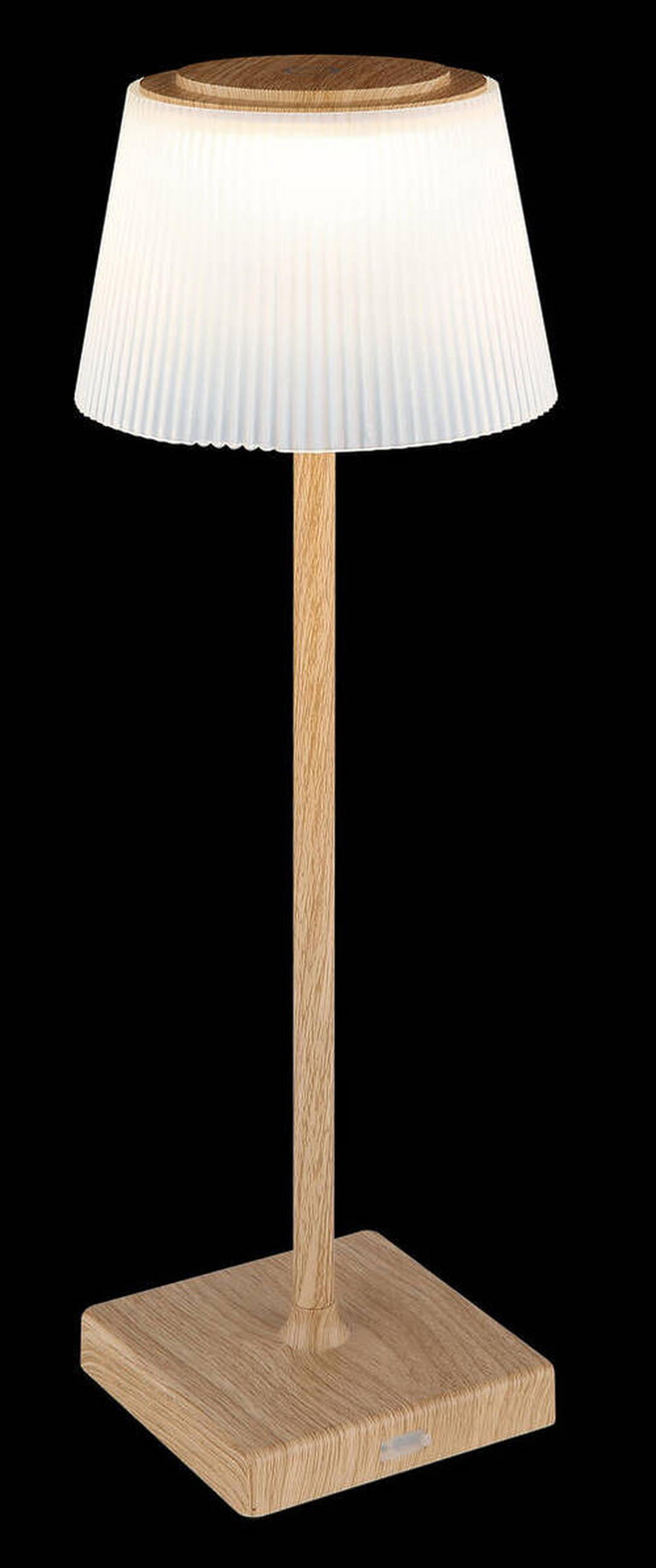 AKKU-TISCHLEUCHTE - Braun, Natur, Kunststoff/Metall (13/38cm) - Globo