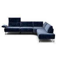 ECKSOFA Cosy Dunkelblau Samt  - Schwarz/Dunkelblau, Design, Textil/Metall (288-303/213cm) - SENSOO